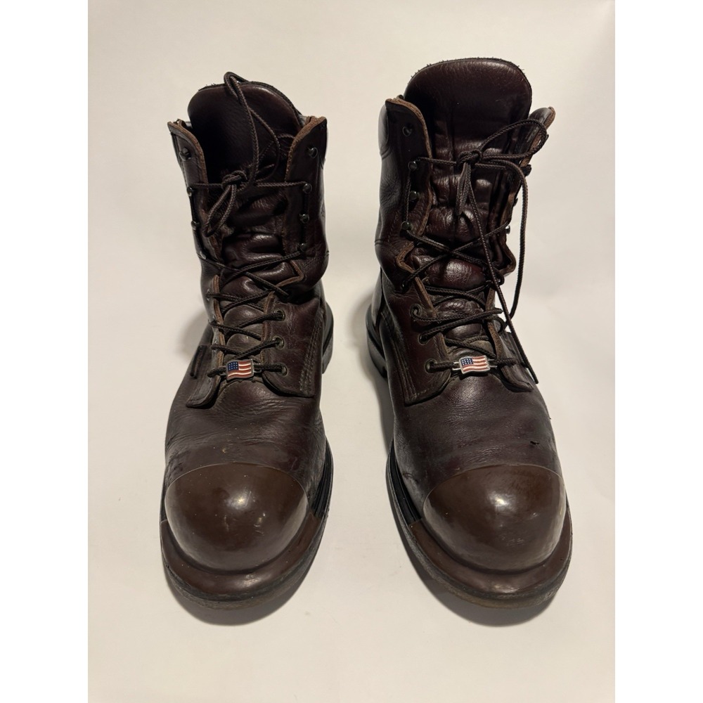 REDWING 2408 BROWN LEATHER 8" STEEL TOE WORK MENS 12 BOOTS